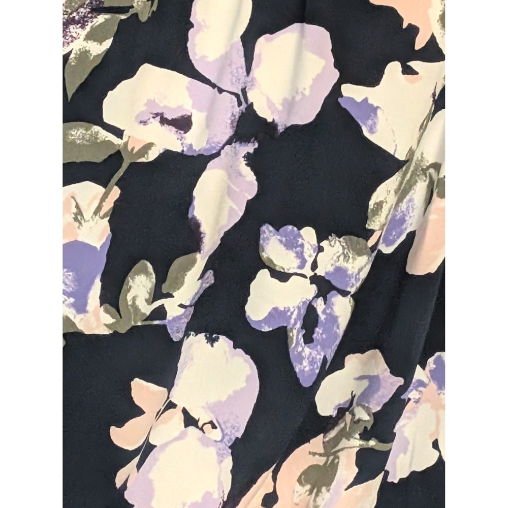 WHBM Floral Halter Blouse Keyhole Neck Banded Hem L Feminine Boho Office Blouson - Picture 7 of 13